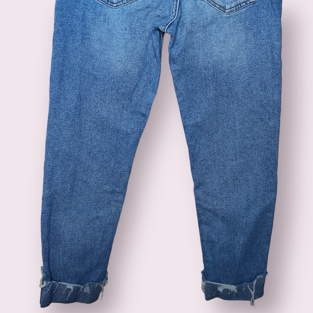 Zara Denim Ankle Cuffed Distressed Midrise Slim Fit Jeans - Picture 6 of 8